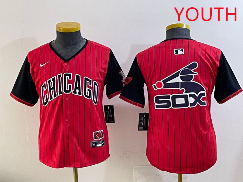 Youth Chicago White Sox Blank Red Stripe Joint Name Nike 2025 MLB Jersey style 8->youth mlb jersey->Youth Jersey